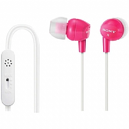Sony DR-EX14VP-PINK Earbud Style Headphone Headsets Combo with Microphone, Remote and Volume Control - Pink