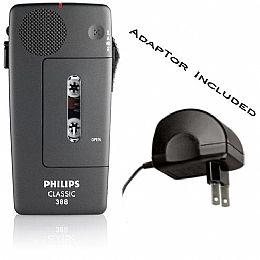 Philips LFH388 Pocket Memo Classic 388 Portable Mini Cassette Recorder with  Power Adaptor