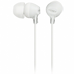 Sony MDR-EX15LP-WHITE In-Ear Headphones with Tangle Free Cord and 3 Pairs of Silicone Ear Buds