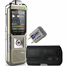 Philips 361850 4GB Expandable Digital Voice Recorder with Power Adapter and Premium Case