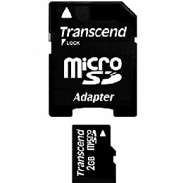 Transcend TRAMISD2GB 2GB MicroSD Secure Digital Flash Memory Card with SD Adapter