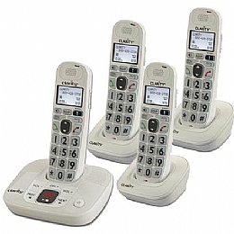Clarity D712C3 Dect 6.0 Expandable Amplified Low Vision Cordless Phones with Large Font Caller ID Display and Answering System - 4 Handset Pack