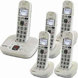 Clarity D712C4 Dect 6.0 Expandable Amplified Low Vision Cordless Phones with Large Font Caller ID Display and Answering System - 5 Handset Pack
