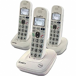 Clarity D702C2 DECT 6.0 Amplified Low Vision Expandable Cordless Phone with Large Font Caller ID Display - 3 Handset Pack