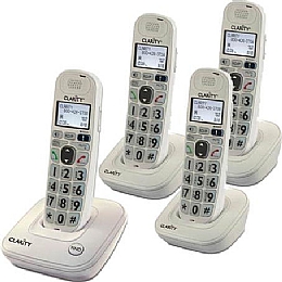 Clarity D702C3 DECT 6.0 Amplified Low Vision Expandable Cordless Phone with Large Font Caller ID Display - 4 Handset Pack