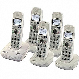 Clarity D702C4 DECT 6.0 Amplified Low Vision Expandable Cordless Phone with Large Font Caller ID Display - 5 Handset Pack