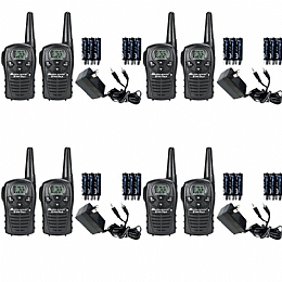 Midland LXT118VPX4 Talkabout FRS/GMRS Two Way Radio with 18 Mile Range and 22 Channels includes Charger & Rechargeable Batteries - 8 Pack