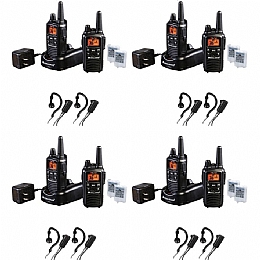 Midland 366263 36-Channel 2-Way Radios with 30-Mile Range and Midland AVPH4 Headsets - 8 Pack