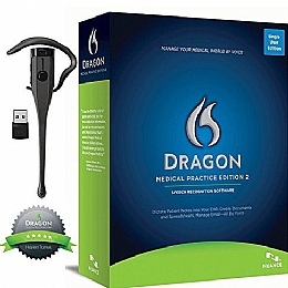Nuance 370352 Dragon Medical Practice Edition 2 with Wireless Bluetooth Headset