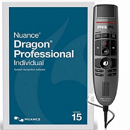 Nuance 370794 Dragon NaturallySpeaking Professional Individual Version 15 with SpeechMike Premium USB Precision Microphone - Push Button Operation
