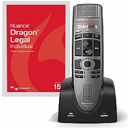 Nuance 376829 Dragon Legal Individual Version 15 with SpeechMike Premium Air Wireless Precision Microphone - Push Button Operation