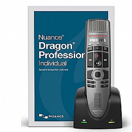 Nuance 376972 Dragon Professional Individual Version 15 with SpeechMike Premium Air Wireless Precision Microphone - Push Button Operation