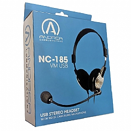 Andrea Communications C1-1022600-50 (NC-185VM USB) On-Ear Stereo Headset with noise-canceling microphone - Includes storage bag - Retail Packaging