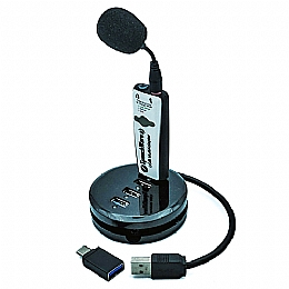 SpeechWare UTM+B USB TravelMike® Noise Cancelling Hands-free Flexible Boom Laptop Microphone with Speech Equalizer (SQ) & Accessories