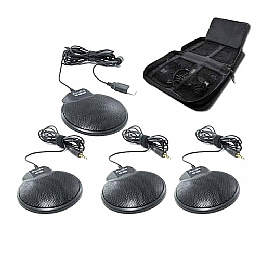 VEC 369223P Tabletop Conference Microphone Kit, Includes 3 CM-1000s, 1 CM-1000-USB and VEC Zip Pouch