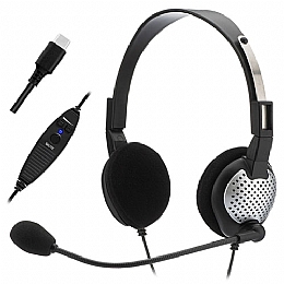 Andrea Communications C1-1022600-2 (NC-185VM USB-C) USB-C On-Ear Stereo Headset with noise-canceling microphone