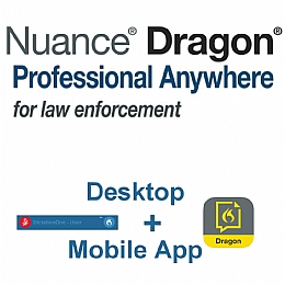 Nuance Dragon Professional Anywhere for Law Enforcement, Cloud Hosted Service 1 Year Term - Monthly Subscription